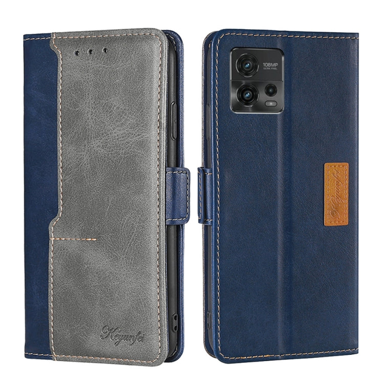 For Motorola Moto G72 4G Contrast Color Side Buckle Leather Phone Case