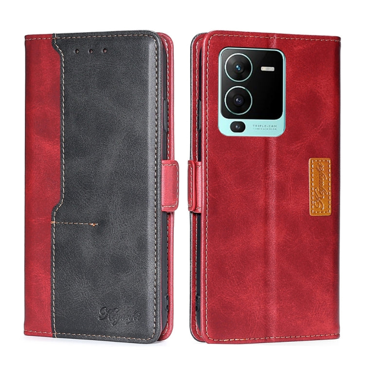 For vivo V25 Pro 5G Contrast Color Side Buckle Leather Phone Case