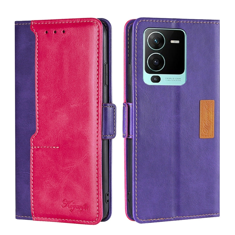 For vivo V25 Pro 5G Contrast Color Side Buckle Leather Phone Case