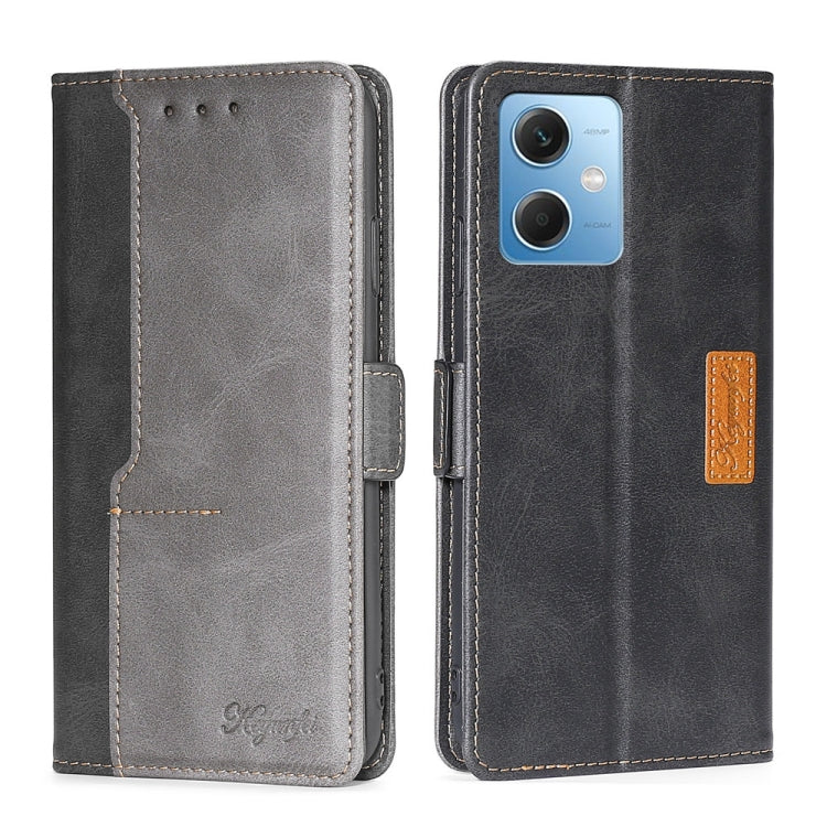 For Xiaomi Redmi Note 12 China Contrast Color Side Buckle Leather Phone Case