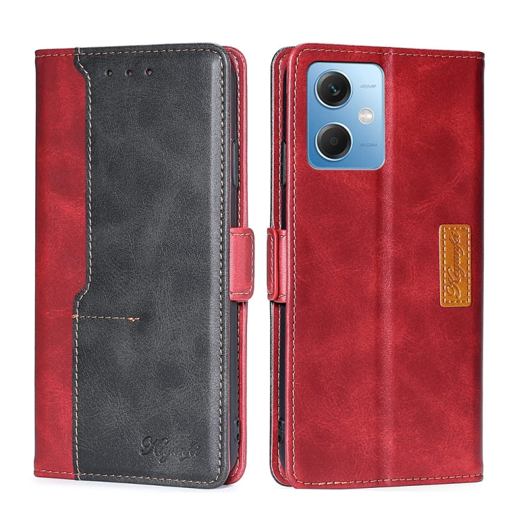 For Xiaomi Redmi Note 12 China Contrast Color Side Buckle Leather Phone Case