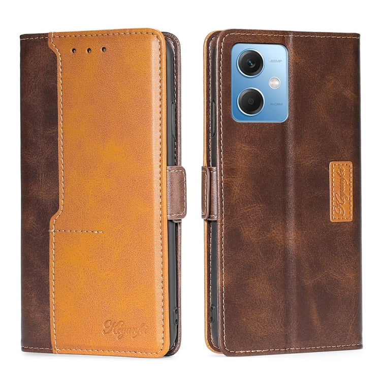 For Xiaomi Redmi Note 12 China Contrast Color Side Buckle Leather Phone Case