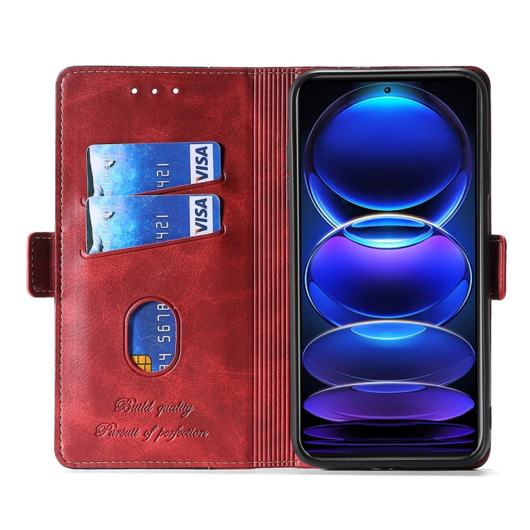 For Xiaomi Redmi Note 12 China Contrast Color Side Buckle Leather Phone Case