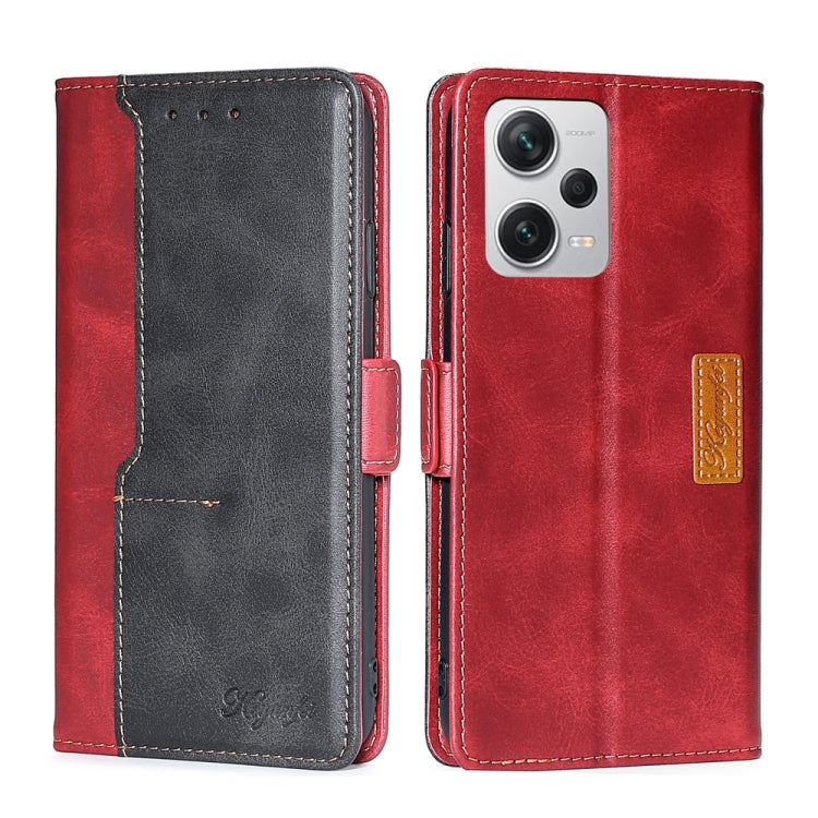For Xiaomi Redmi Note 12 Pro+ China Contrast Color Side Buckle Leather Phone Case