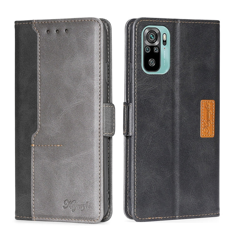 For Xiaomi Poco M5s 4G/Redmi Note 11 SE India Contrast Color Side Buckle Leather Phone Case