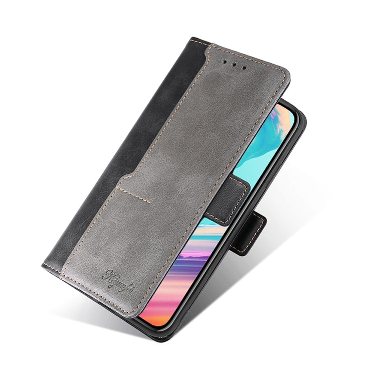 For Xiaomi Poco M5s 4G/Redmi Note 11 SE India Contrast Color Side Buckle Leather Phone Case