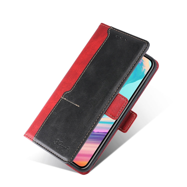 For Xiaomi Poco M5s 4G/Redmi Note 11 SE India Contrast Color Side Buckle Leather Phone Case