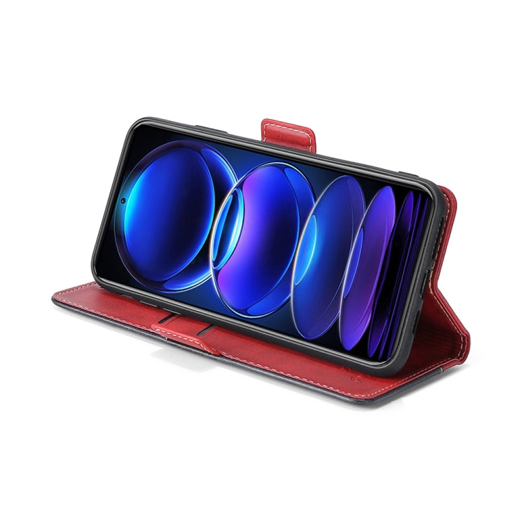 For Xiaomi Poco M5s 4G/Redmi Note 11 SE India Contrast Color Side Buckle Leather Phone Case