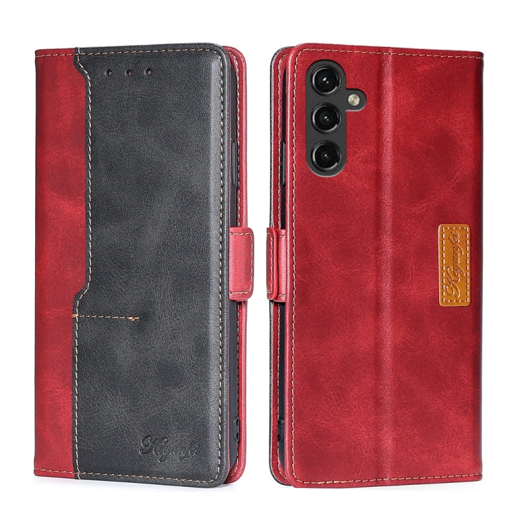 For Samsung Galaxy A14 5G Contrast Color Side Buckle Leather Phone Case
