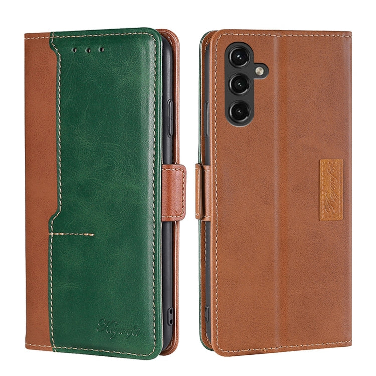 For Samsung Galaxy A14 5G Contrast Color Side Buckle Leather Phone Case