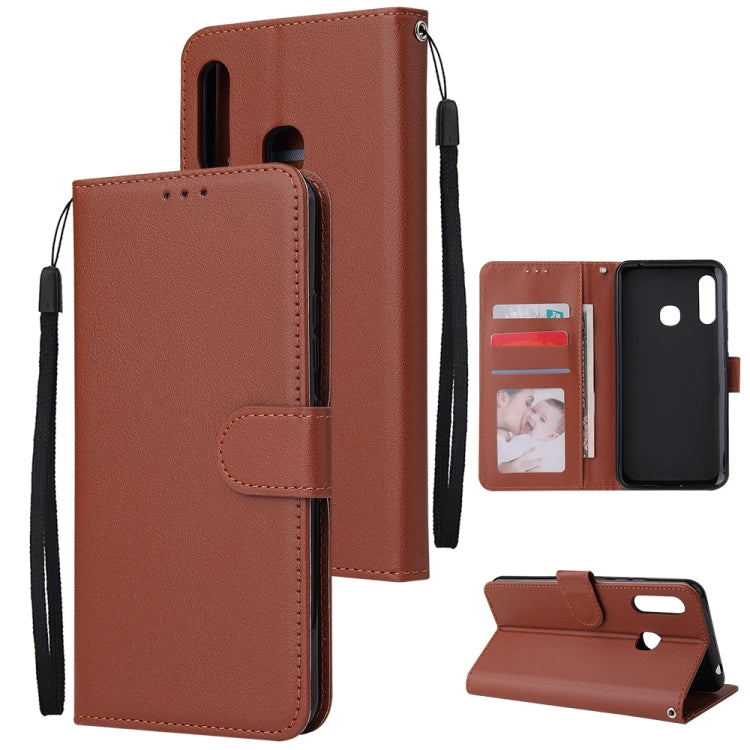 For Galaxy A70e Multifunctional Horizontal Flip Leather Case, with Three Card Slot & Holder & Double Zip Wallett & Photo Frame & Lanyard