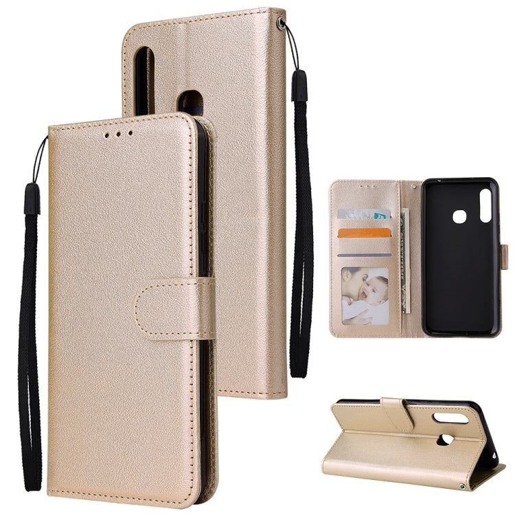For Galaxy A70e Multifunctional Horizontal Flip Leather Case, with Three Card Slot & Holder & Double Zip Wallett & Photo Frame & Lanyard