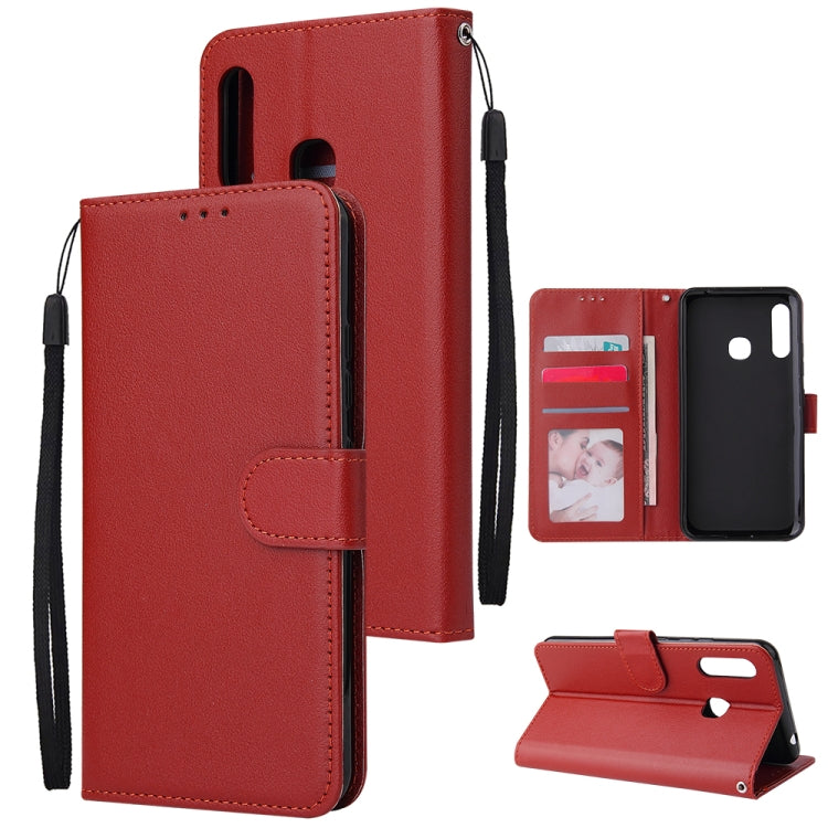 For Galaxy A70e Multifunctional Horizontal Flip Leather Case, with Three Card Slot & Holder & Double Zip Wallett & Photo Frame & Lanyard
