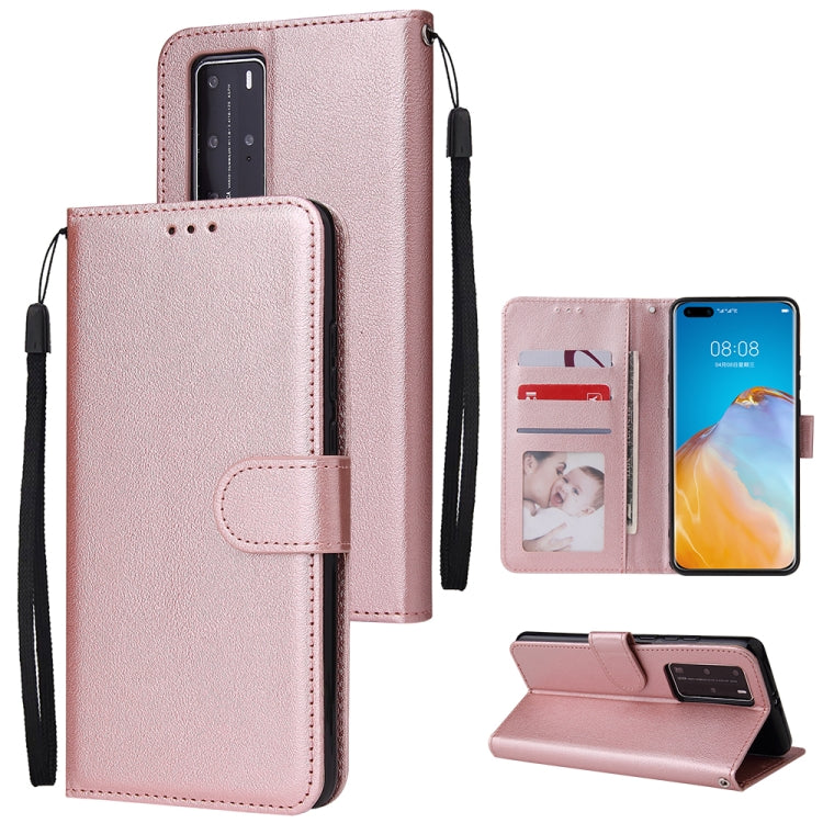 For Huawei P40 Pro Multifunctional Horizontal Flip Leather Case, with Three Card Slot & Holder & Double Zip Wallett & Photo Frame & Lanyard
