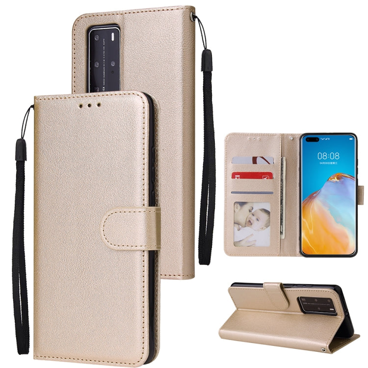 For Huawei P40 Pro Multifunctional Horizontal Flip Leather Case, with Three Card Slot & Holder & Double Zip Wallett & Photo Frame & Lanyard