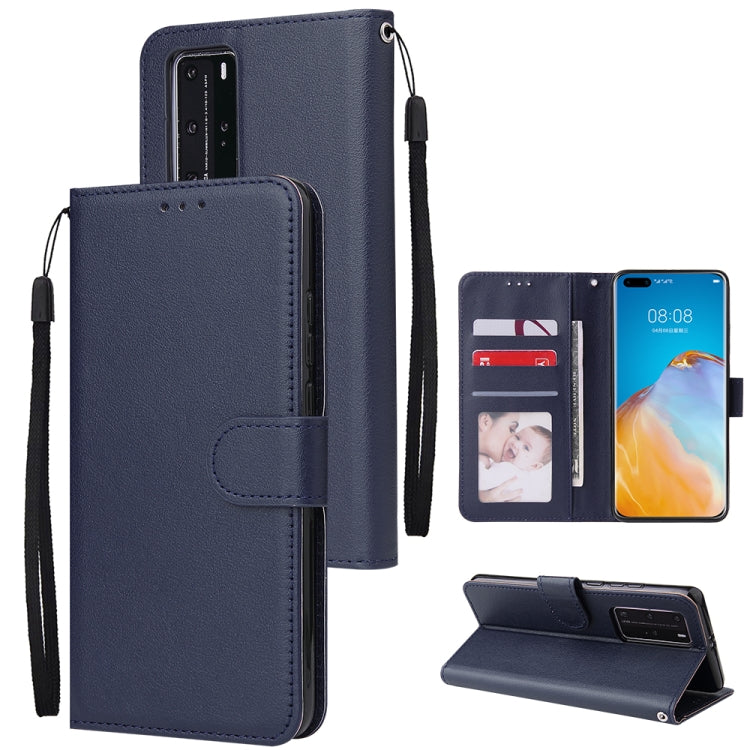 For Huawei P40 Pro Multifunctional Horizontal Flip Leather Case, with Three Card Slot & Holder & Double Zip Wallett & Photo Frame & Lanyard