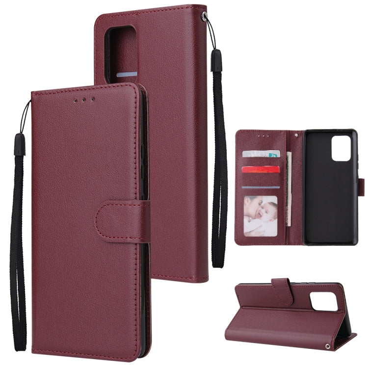 For Galaxy S10 Lite Multifunctional Horizontal Flip Leather Case, with Three Card Slot & Holder & Double Zip Wallett & Photo Frame & Lanyard