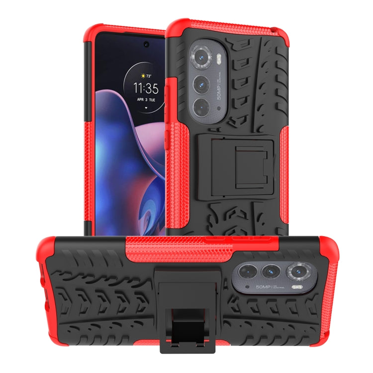 For Motorola Edge 2022 Tire Texture TPU + PC Phone Case with Holder