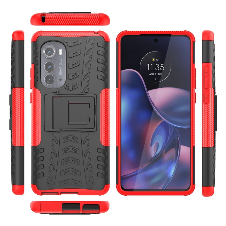For Motorola Edge 2022 Tire Texture TPU + PC Phone Case with Holder