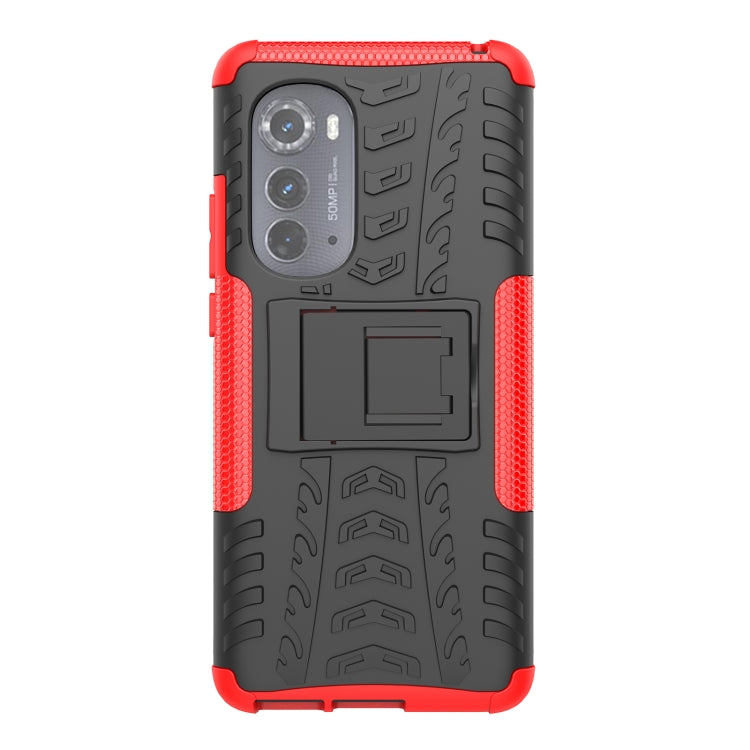 For Motorola Edge 2022 Tire Texture TPU + PC Phone Case with Holder