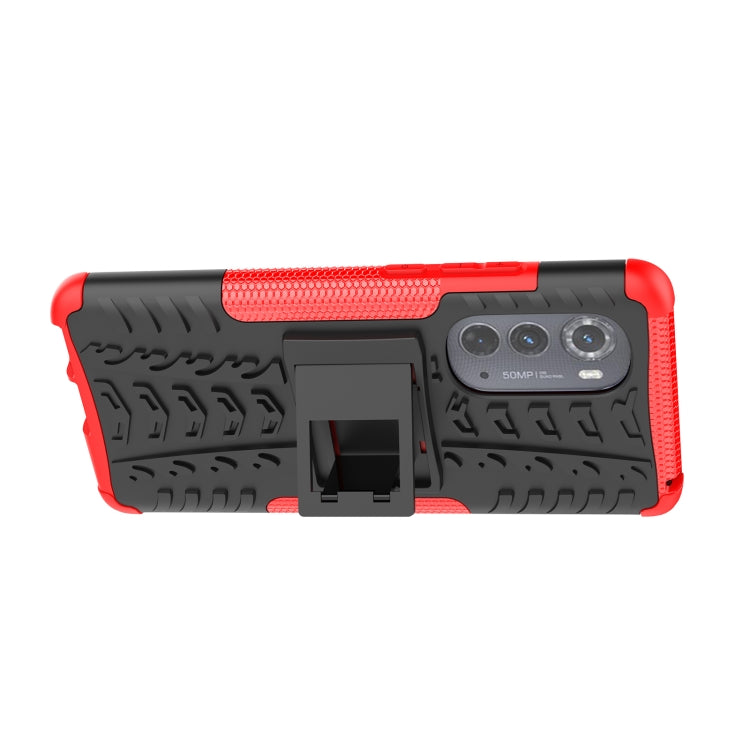 For Motorola Edge 2022 Tire Texture TPU + PC Phone Case with Holder