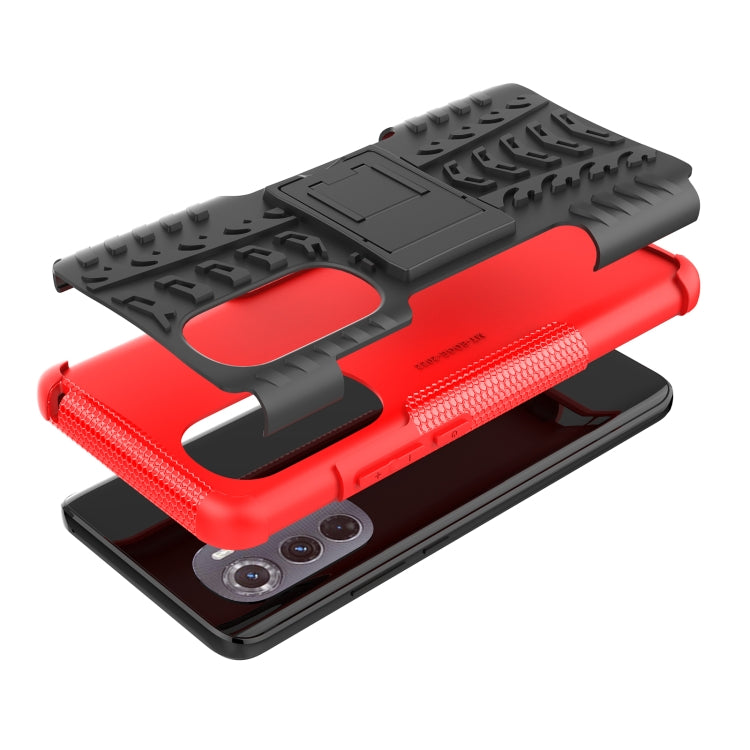 For Motorola Edge 2022 Tire Texture TPU + PC Phone Case with Holder