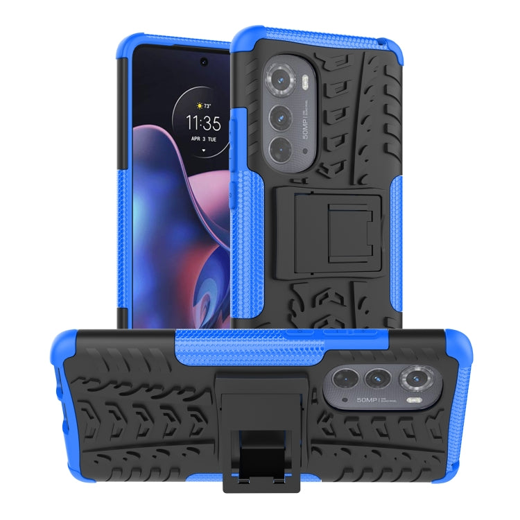For Motorola Edge 2022 Tire Texture TPU + PC Phone Case with Holder
