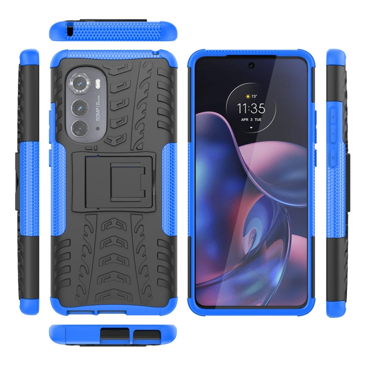 For Motorola Edge 2022 Tire Texture TPU + PC Phone Case with Holder