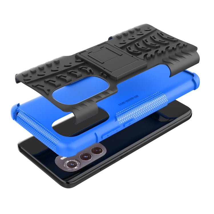 For Motorola Edge 2022 Tire Texture TPU + PC Phone Case with Holder