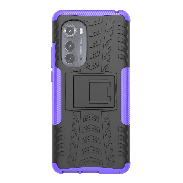 For Motorola Edge 2022 Tire Texture TPU + PC Phone Case with Holder