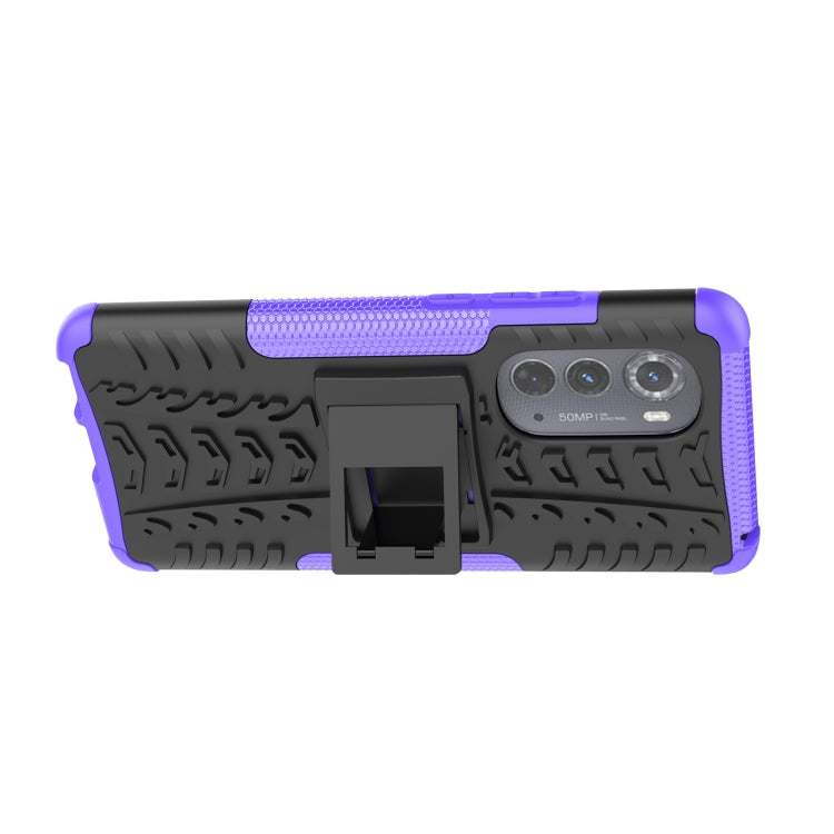 For Motorola Edge 2022 Tire Texture TPU + PC Phone Case with Holder