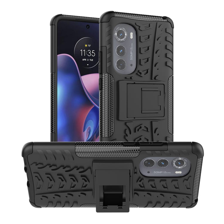 For Motorola Edge 2022 Tire Texture TPU + PC Phone Case with Holder