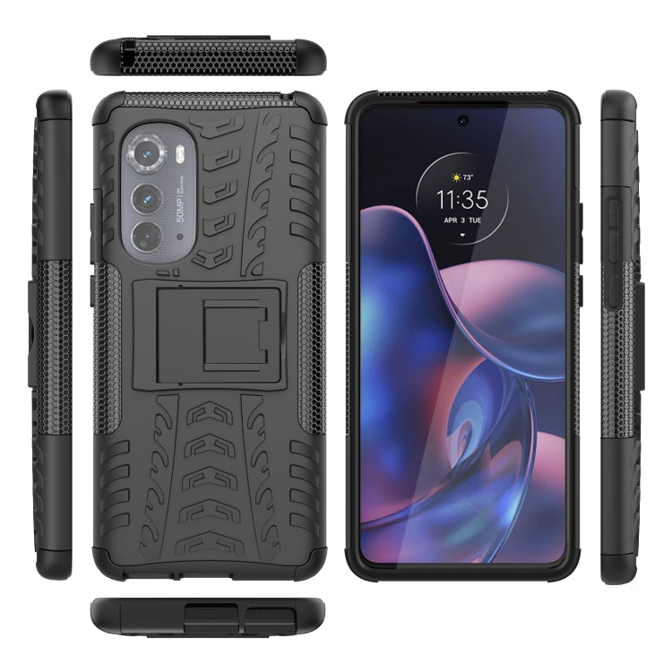 For Motorola Edge 2022 Tire Texture TPU + PC Phone Case with Holder
