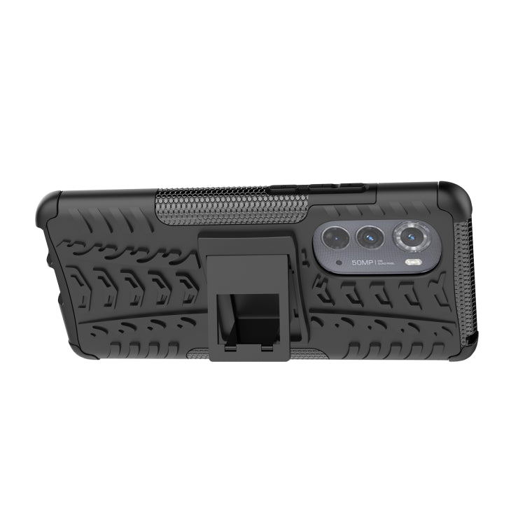 For Motorola Edge 2022 Tire Texture TPU + PC Phone Case with Holder