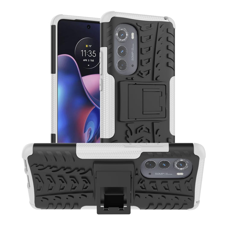For Motorola Edge 2022 Tire Texture TPU + PC Phone Case with Holder