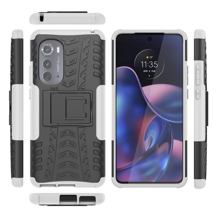 For Motorola Edge 2022 Tire Texture TPU + PC Phone Case with Holder