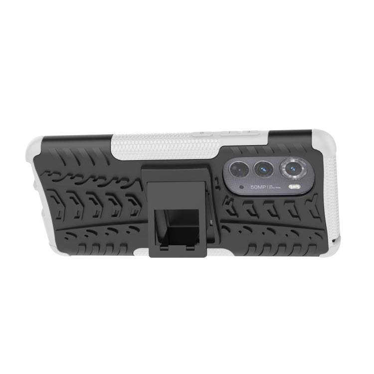 For Motorola Edge 2022 Tire Texture TPU + PC Phone Case with Holder