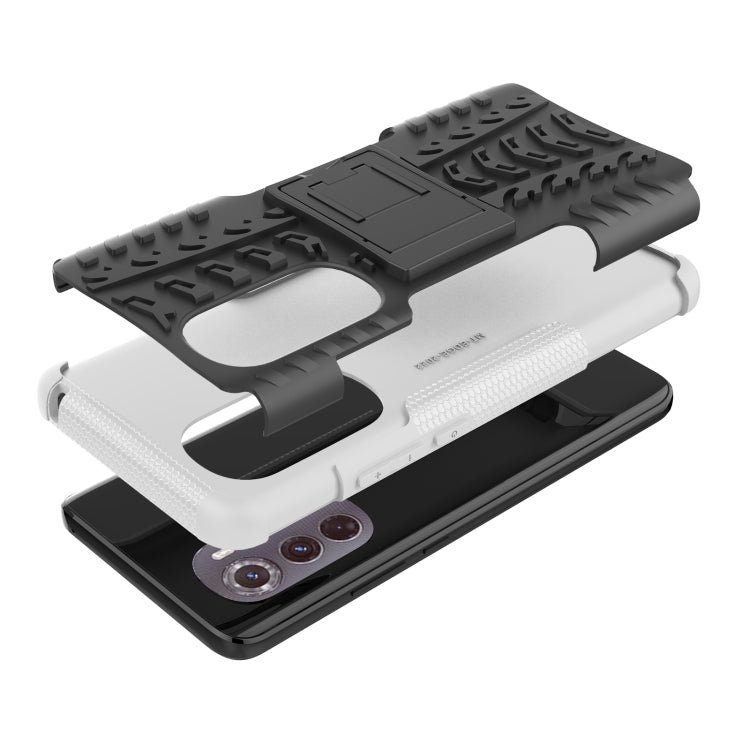 For Motorola Edge 2022 Tire Texture TPU + PC Phone Case with Holder
