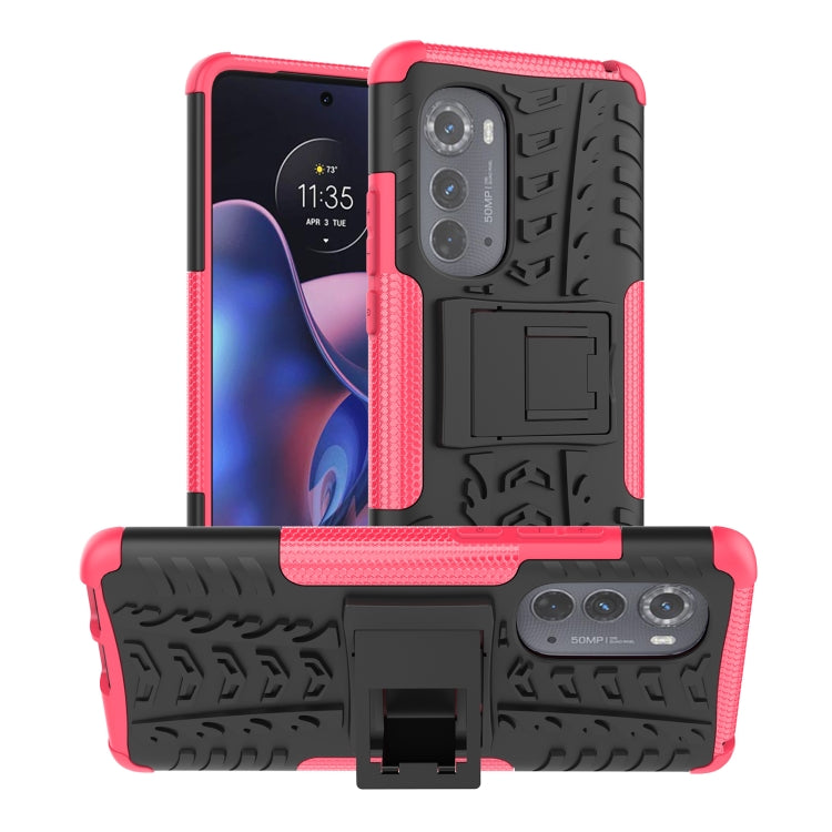 For Motorola Edge 2022 Tire Texture TPU + PC Phone Case with Holder