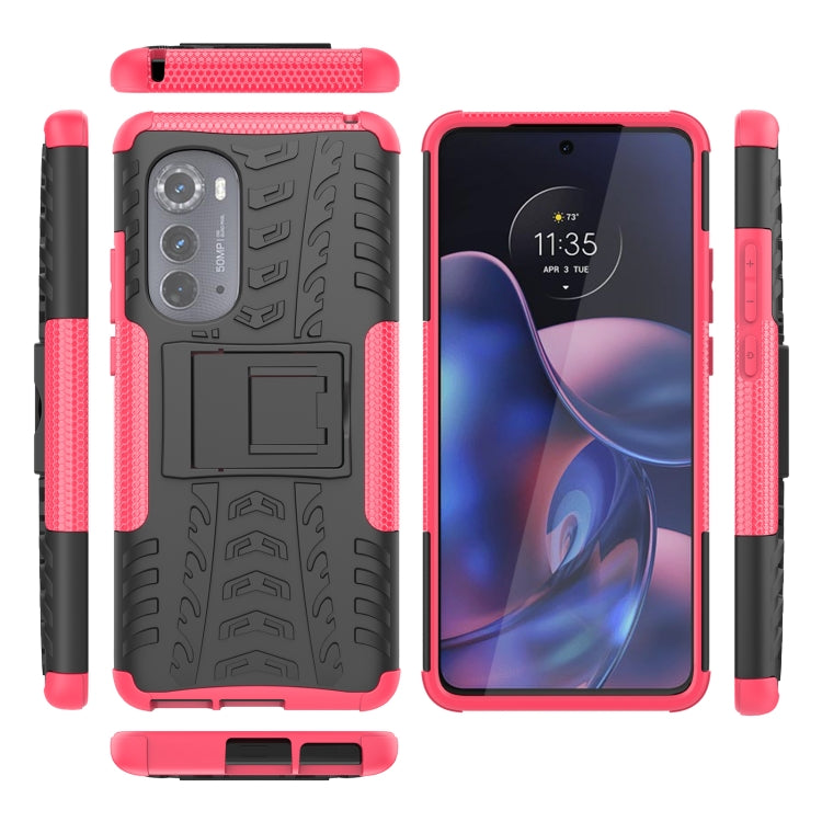 For Motorola Edge 2022 Tire Texture TPU + PC Phone Case with Holder