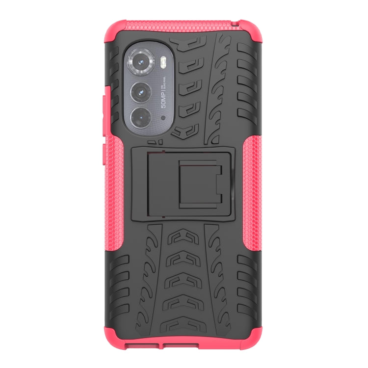For Motorola Edge 2022 Tire Texture TPU + PC Phone Case with Holder