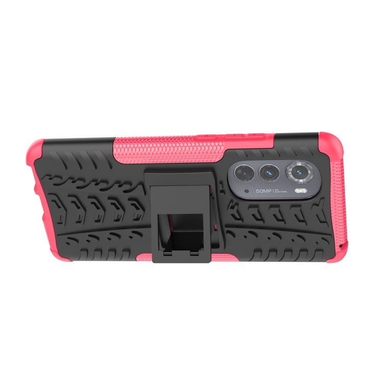 For Motorola Edge 2022 Tire Texture TPU + PC Phone Case with Holder
