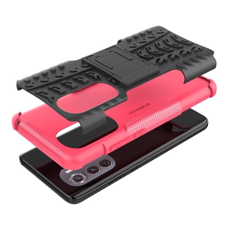 For Motorola Edge 2022 Tire Texture TPU + PC Phone Case with Holder