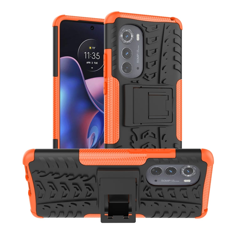 For Motorola Edge 2022 Tire Texture TPU + PC Phone Case with Holder