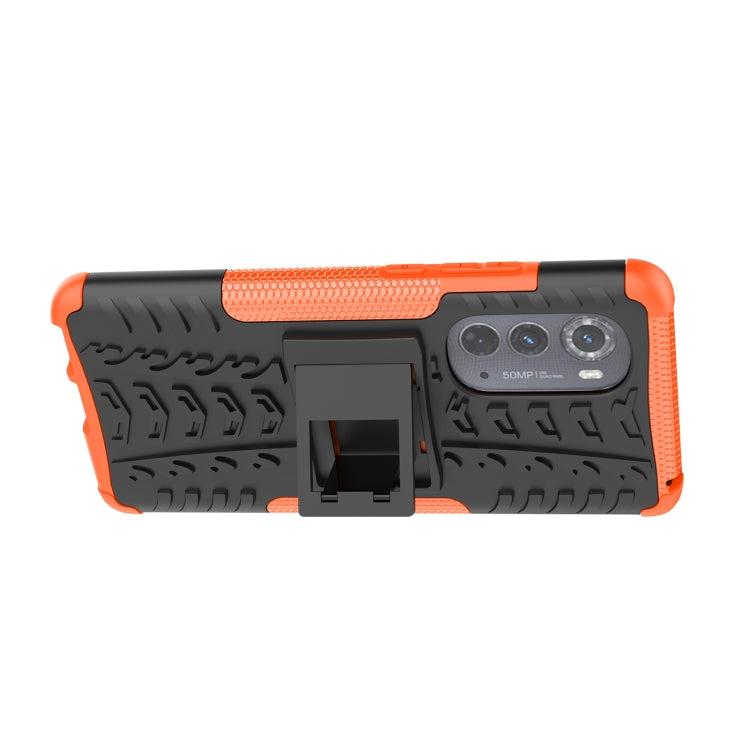 For Motorola Edge 2022 Tire Texture TPU + PC Phone Case with Holder