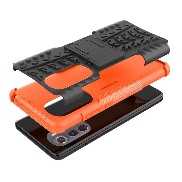 For Motorola Edge 2022 Tire Texture TPU + PC Phone Case with Holder