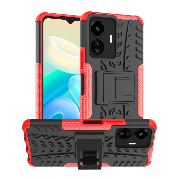 For vivo Y77 Tire Texture TPU + PC Phone Case with Holder