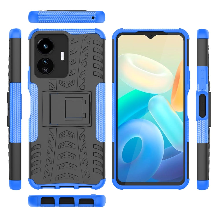 For vivo Y77 Tire Texture TPU + PC Phone Case with Holder
