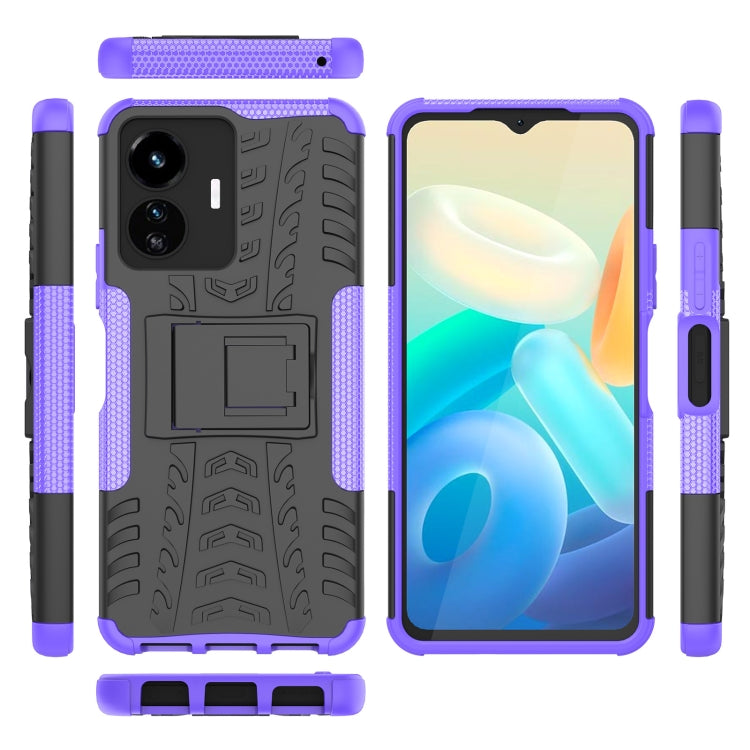 For vivo Y77 Tire Texture TPU + PC Phone Case with Holder