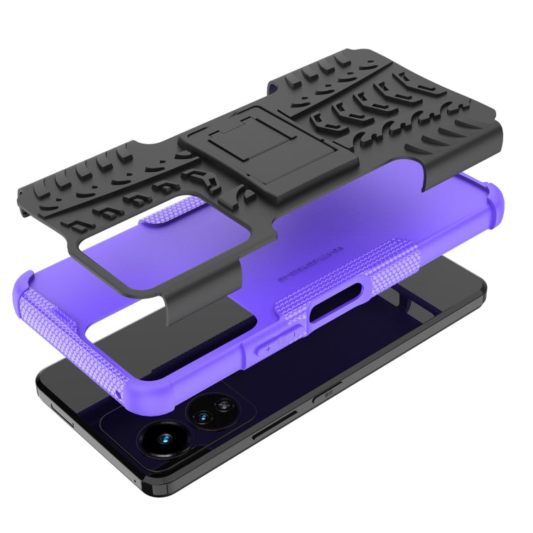 For vivo Y77 Tire Texture TPU + PC Phone Case with Holder